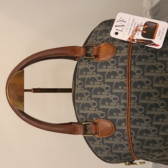 DIOR VINTAGE 70S/80S ULTRA RARE TROTTER COATED CANVAS/LEATHER TOTE/BOWLING BAG - Picture 10 of 17